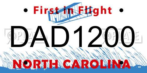 DAD1200 North Carolina License Plate