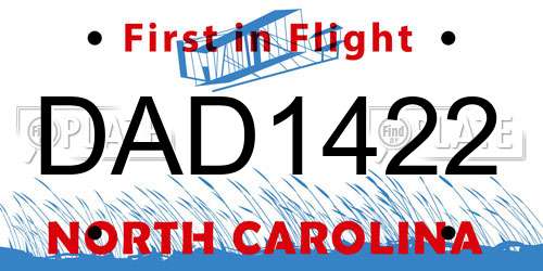 DAD1422 North Carolina License Plate
