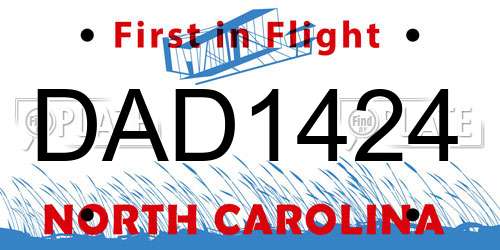 DAD1424 North Carolina License Plate
