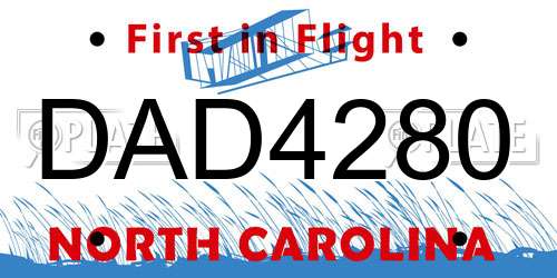 DAD4280 North Carolina License Plate