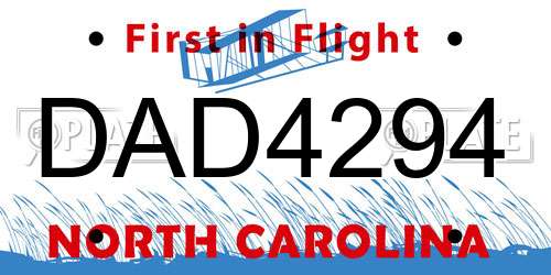 DAD4294 North Carolina License Plate