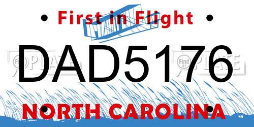 DAD5176 North Carolina License Plate