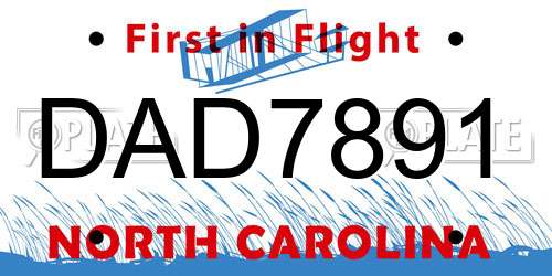 DAD7891 North Carolina License Plate