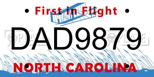 DAD9879 North Carolina License Plate