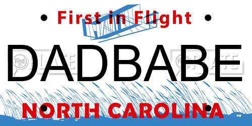 DADBABE North Carolina License Plate