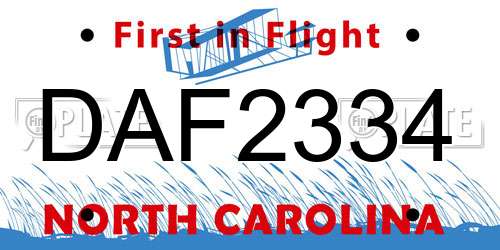 DAF2334 North Carolina License Plate