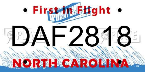 DAF2818 North Carolina License Plate
