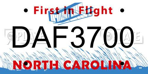 DAF3700 North Carolina License Plate