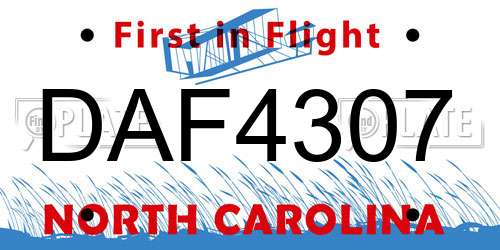 DAF4307 North Carolina License Plate