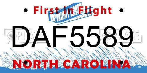 DAF5589 North Carolina License Plate