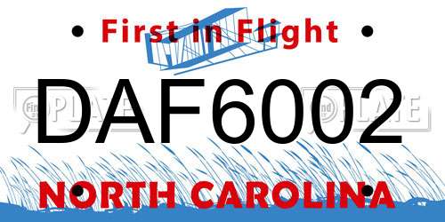 DAF6002 North Carolina License Plate