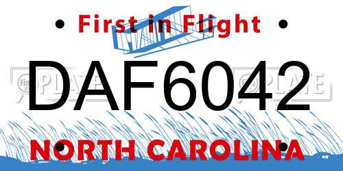 DAF6042 North Carolina License Plate