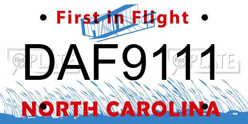 DAF9111 North Carolina License Plate