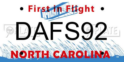 DAFS92 North Carolina License Plate