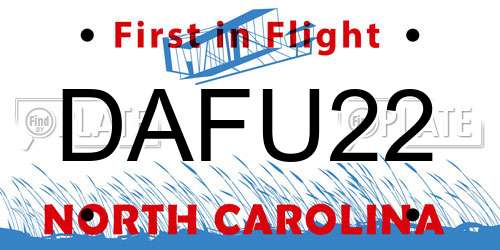 DAFU22 North Carolina License Plate