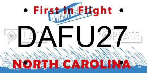 DAFU27 North Carolina License Plate