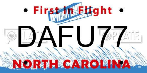 DAFU77 North Carolina License Plate