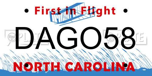 DAGO58 North Carolina License Plate