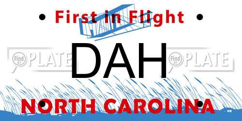 DAH North Carolina License Plate