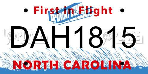 DAH1815 North Carolina License Plate
