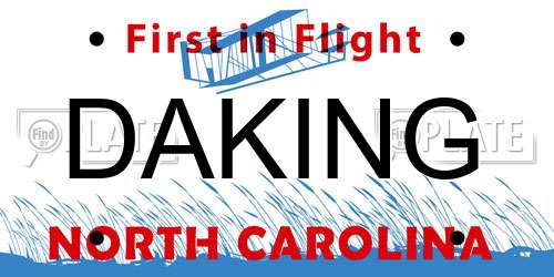 DAKING North Carolina License Plate