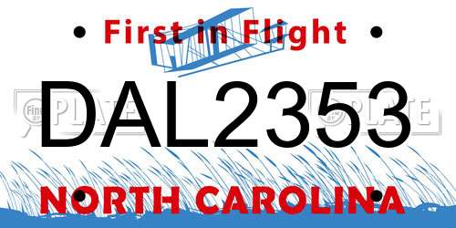 DAL2353 North Carolina License Plate