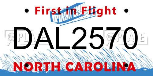 DAL2570 North Carolina License Plate