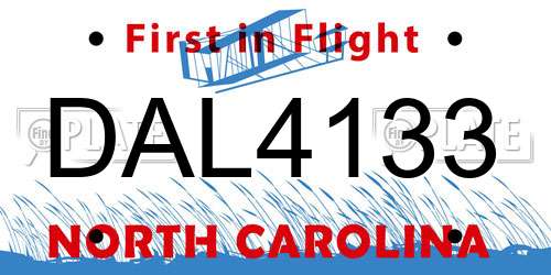 DAL4133 North Carolina License Plate