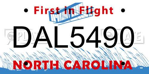 DAL5490 North Carolina License Plate