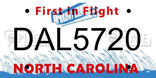 DAL5720 North Carolina License Plate