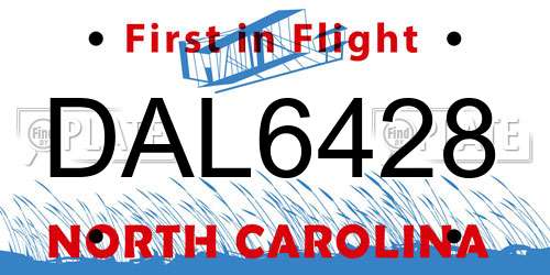 DAL6428 North Carolina License Plate