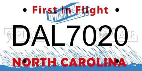 DAL7020 North Carolina License Plate