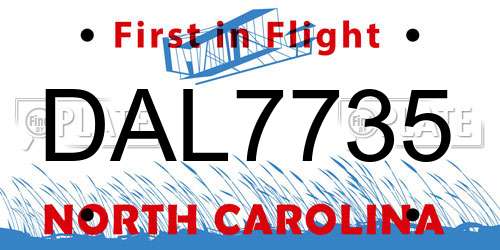 DAL7735 North Carolina License Plate