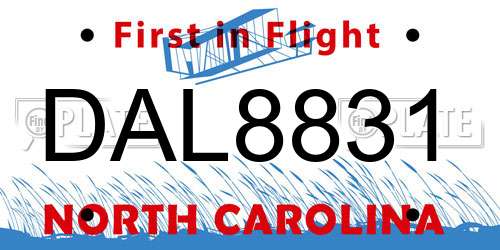 DAL8831 North Carolina License Plate