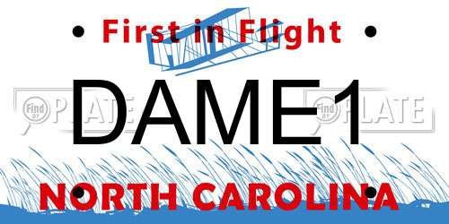 DAME1 North Carolina License Plate