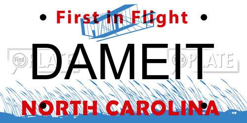 DAMEIT North Carolina License Plate