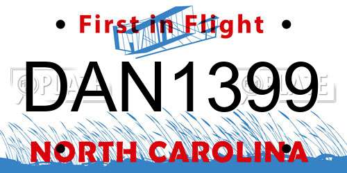 DAN1399 North Carolina License Plate