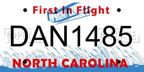 DAN1485 North Carolina License Plate
