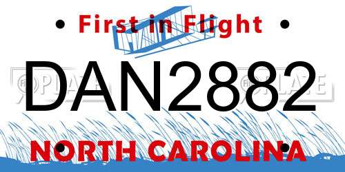 DAN2882 North Carolina License Plate