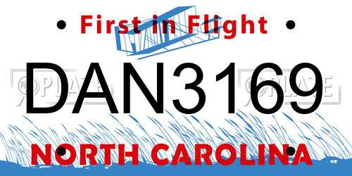 DAN3169 North Carolina License Plate