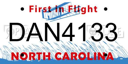 DAN4133 North Carolina License Plate
