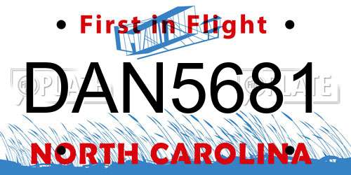 DAN5681 North Carolina License Plate