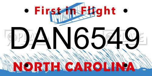 DAN6549 North Carolina License Plate