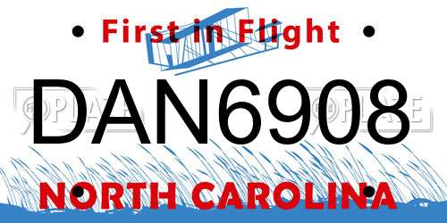 DAN6908 North Carolina License Plate