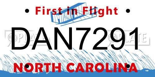 DAN7291 North Carolina License Plate