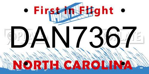 DAN7367 North Carolina License Plate