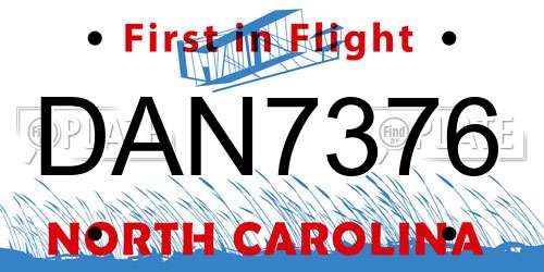 DAN7376 North Carolina License Plate