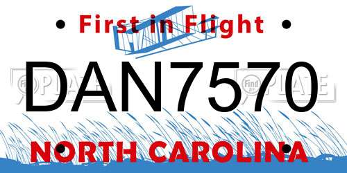 DAN7570 North Carolina License Plate