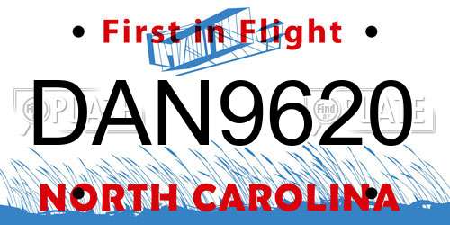 DAN9620 North Carolina License Plate