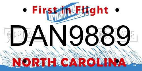 DAN9889 North Carolina License Plate